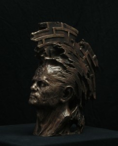 sculpture bronze les labyrinthes- le premier homme