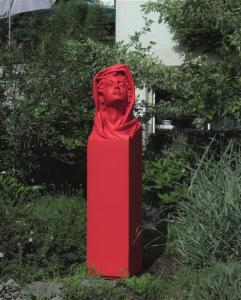 Sculpture en résine polyester vesrion rouge fluo